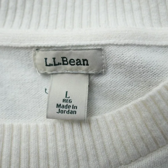 L.L. Bean Sweater Women Cotton Cashmere Pull Over White Long Sleeve Large - Picture 8 of 13